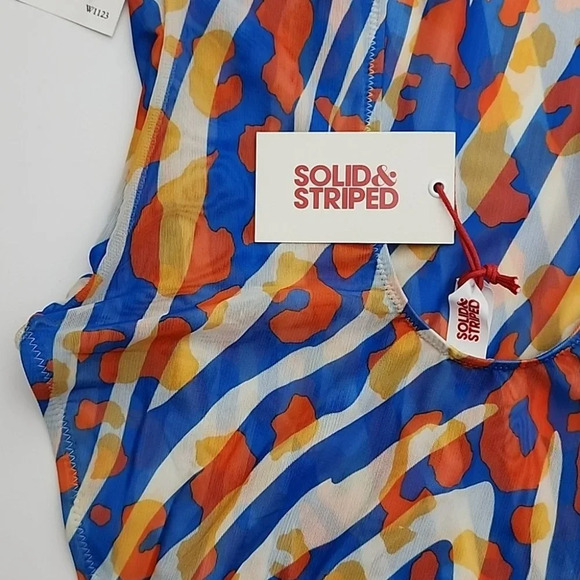 SOLID & STRIPED Luela One Piece Swimsuit Leopard Zebra Print Blue Orange Size M - Picture 7 of 14
